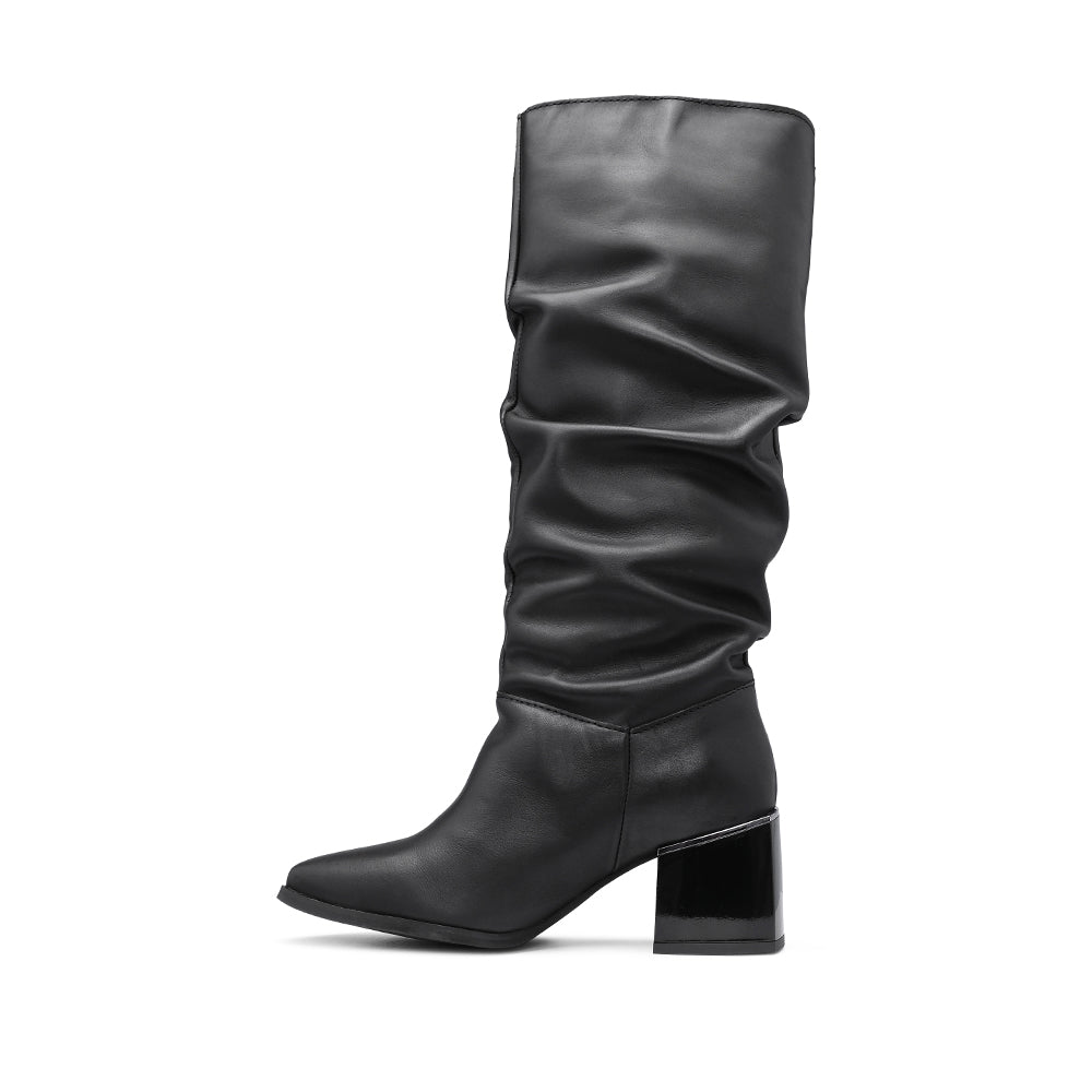 Bota Salto Médio Mulher Pele Preto