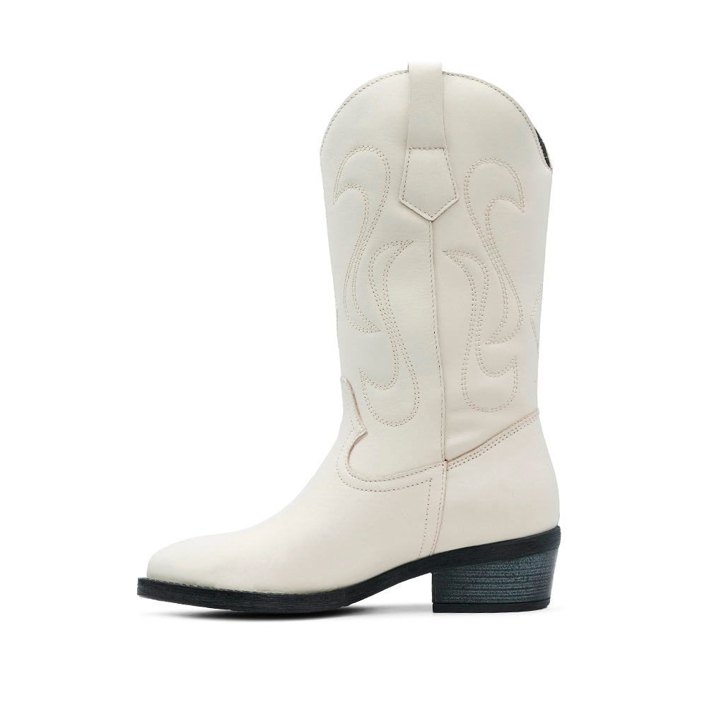 Bota Texana Mulher Pele Bege