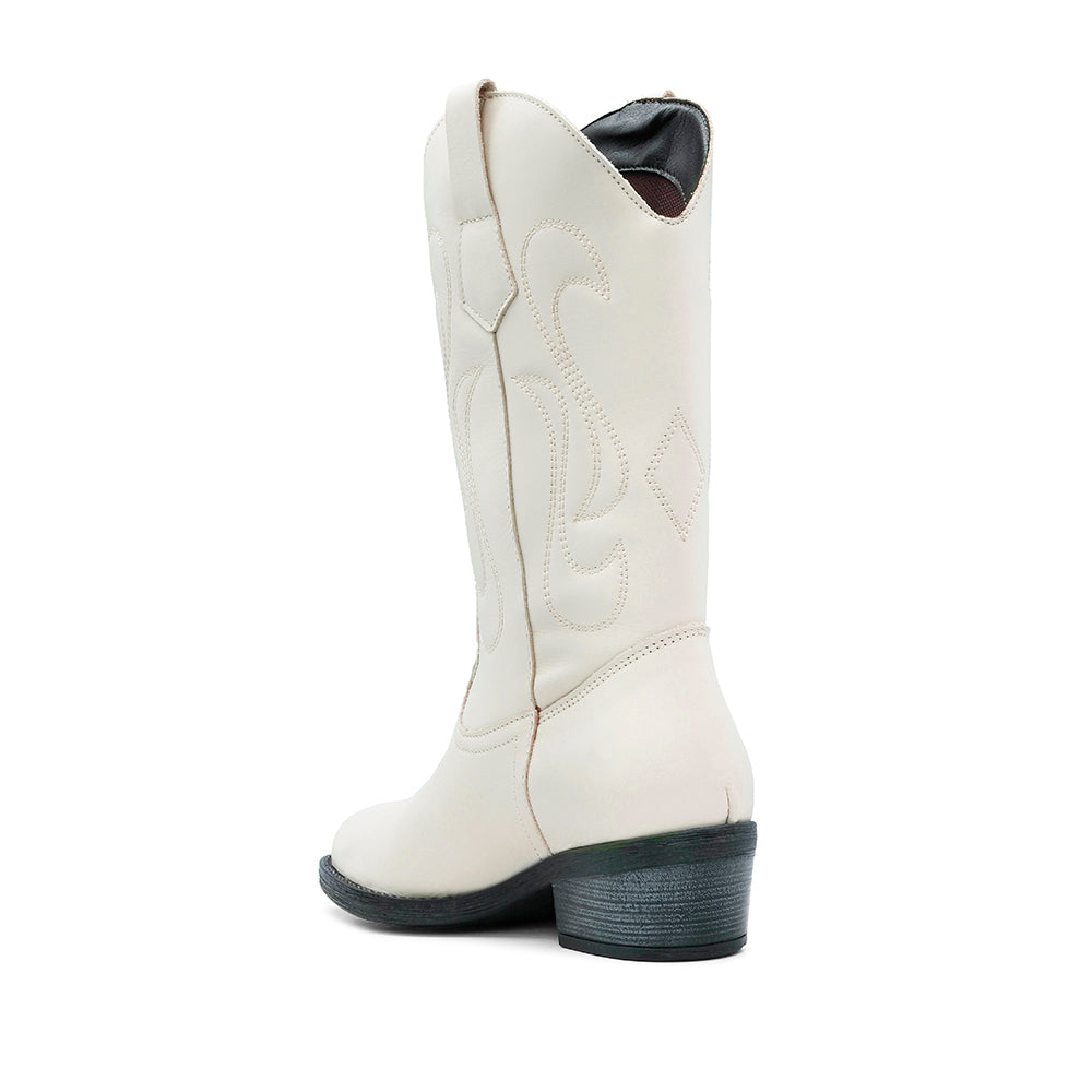 Bota Texana Mulher Pele Bege