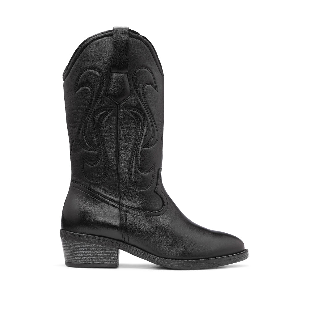 Bota Texana Mulher Pele Preto
