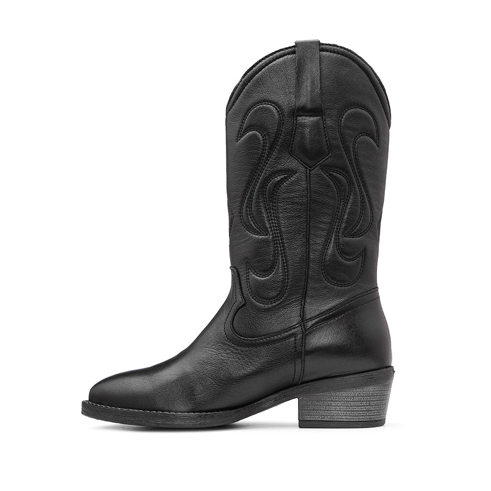 Bota Texana Mulher Pele Preto
