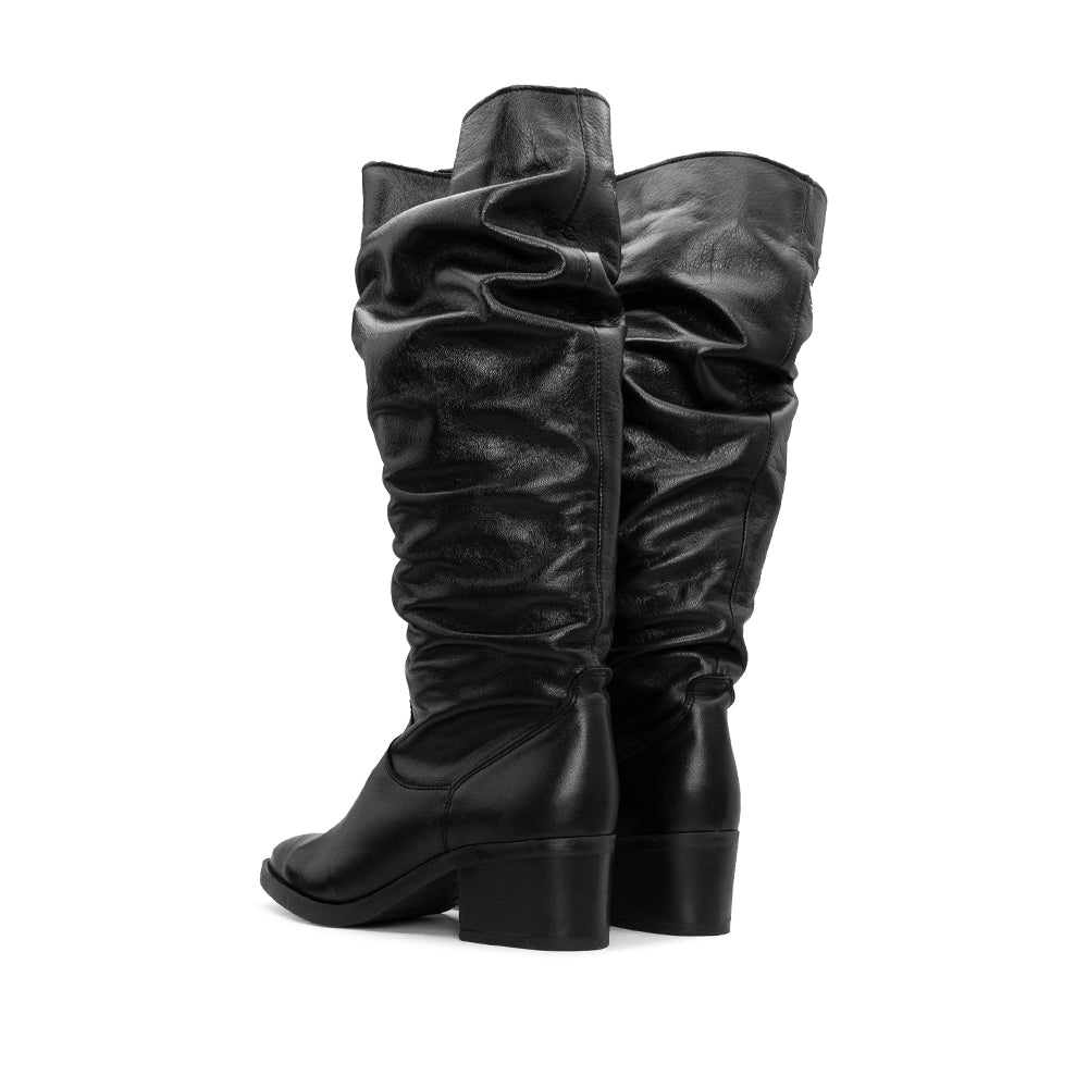 Bota Salto Médio Mulher Pele Preto