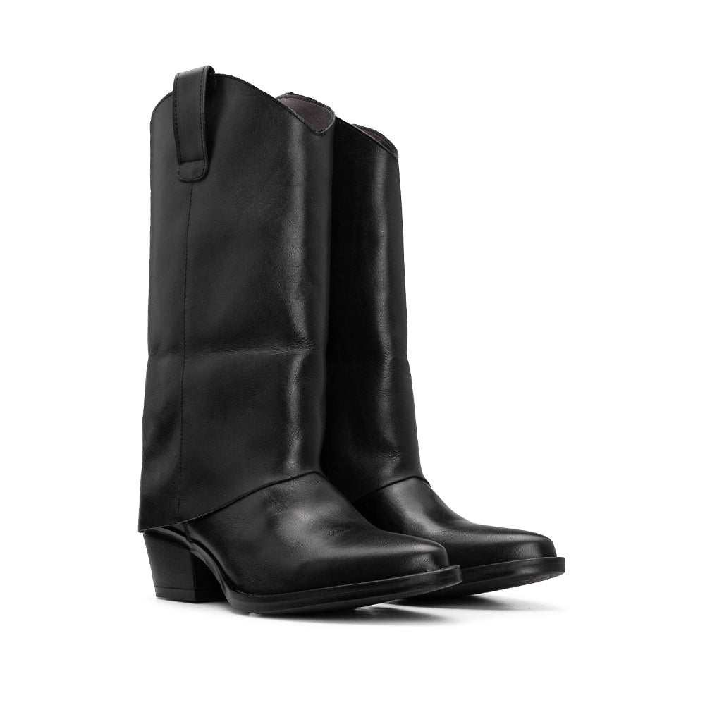 Bota Polaina Mulher Pele Preto