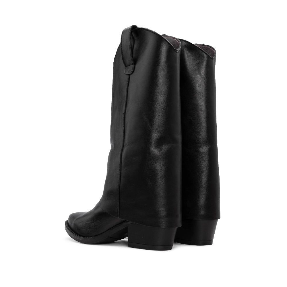 Bota Polaina Mulher Pele Preto
