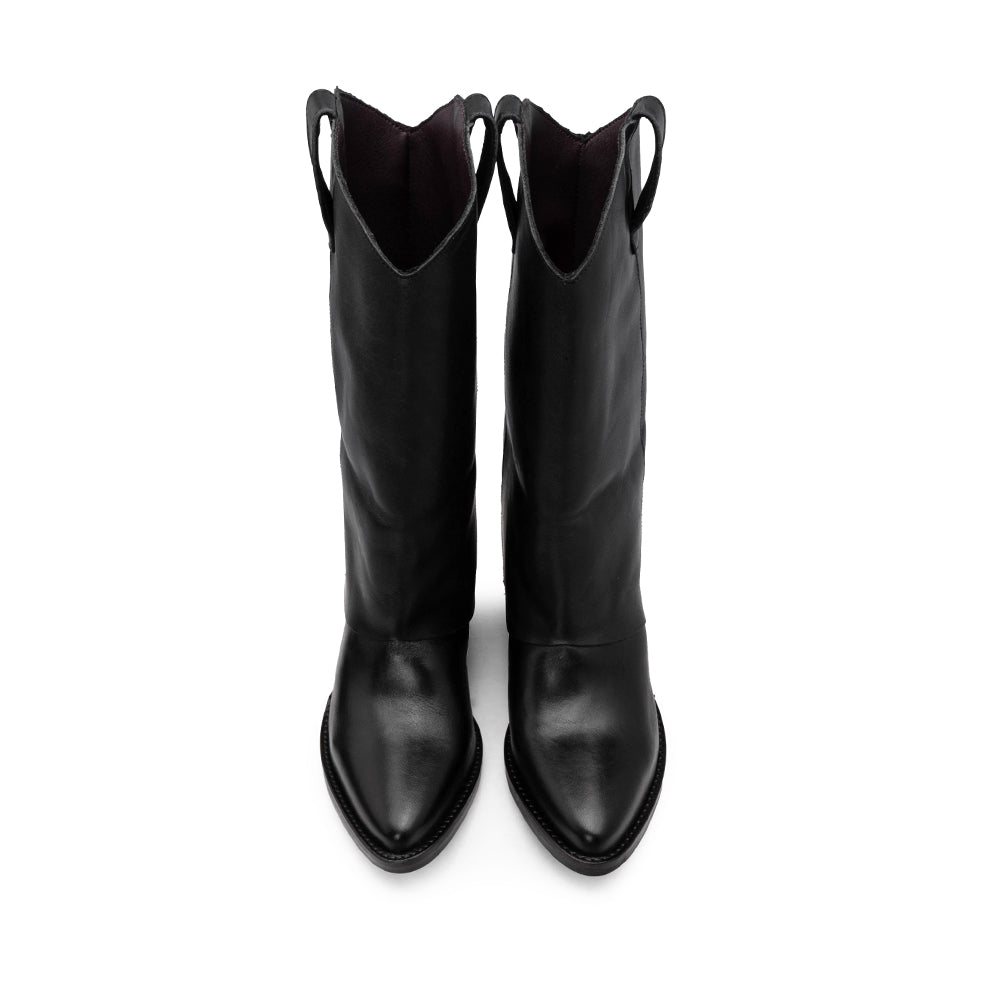 Bota Polaina Mulher Pele Preto