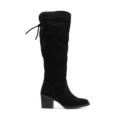 Bota Salto Médio Mulher Camurça Preto