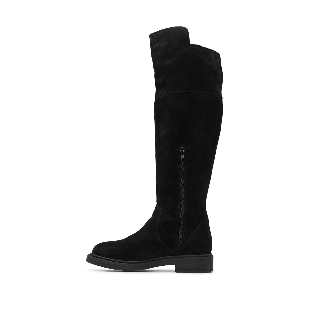 Bota Salto Raso Mulher Camurça Preto