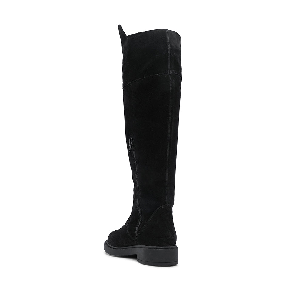 Bota Salto Raso Mulher Camurça Preto