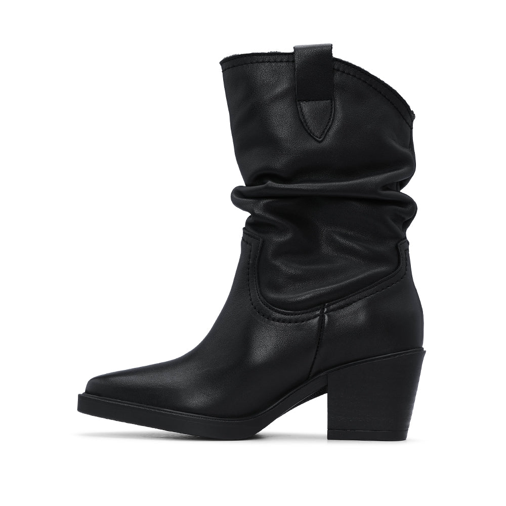 Bota Salto Médio Mulher Pele Preto