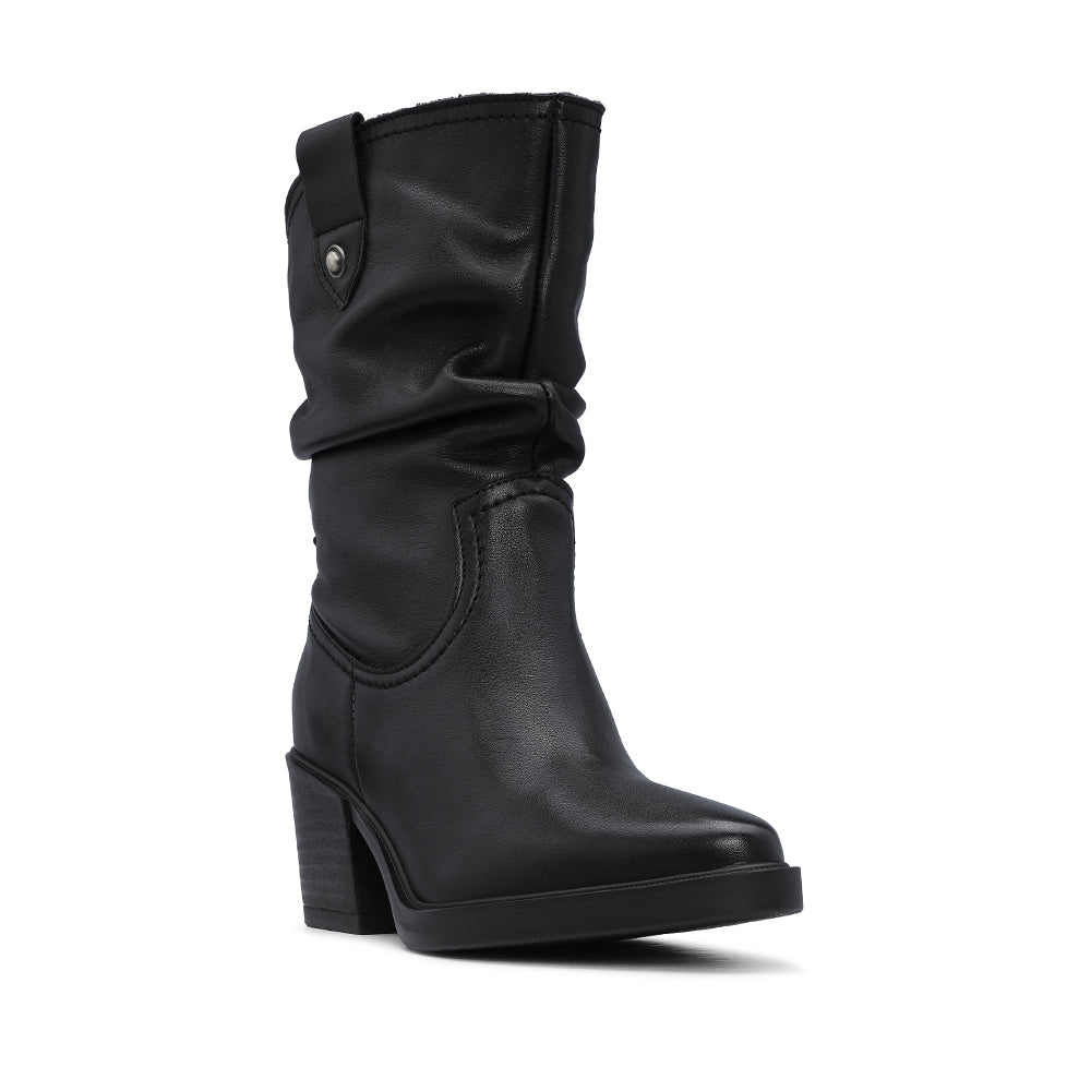 Bota Salto Médio Mulher Pele Preto
