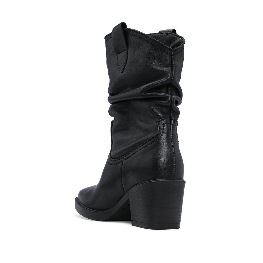 Bota Salto Médio Mulher Pele Preto