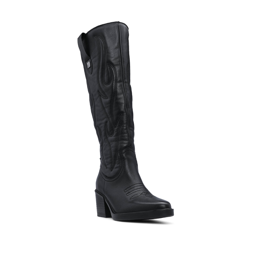 Bota Salto Alto Mulher Pele Preto