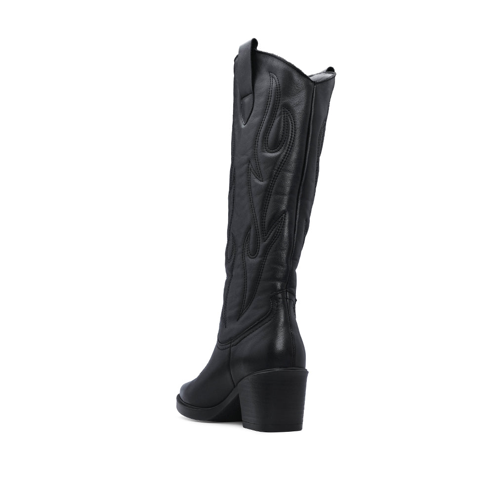Bota Salto Alto Mulher Pele Preto
