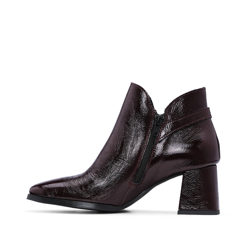 Botim Salto Alto Mulher Verniz Bordeaux