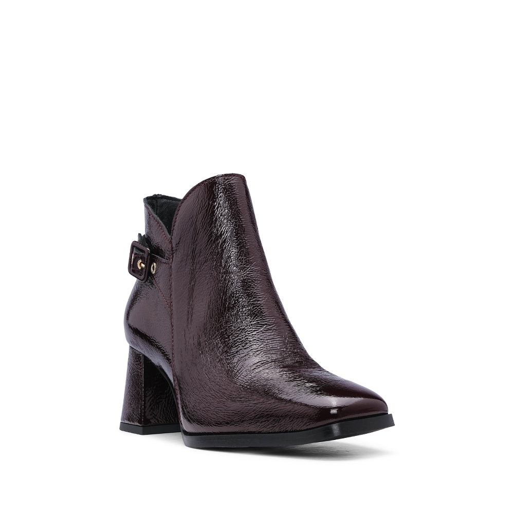 Botim Salto Alto Mulher Verniz Bordeaux