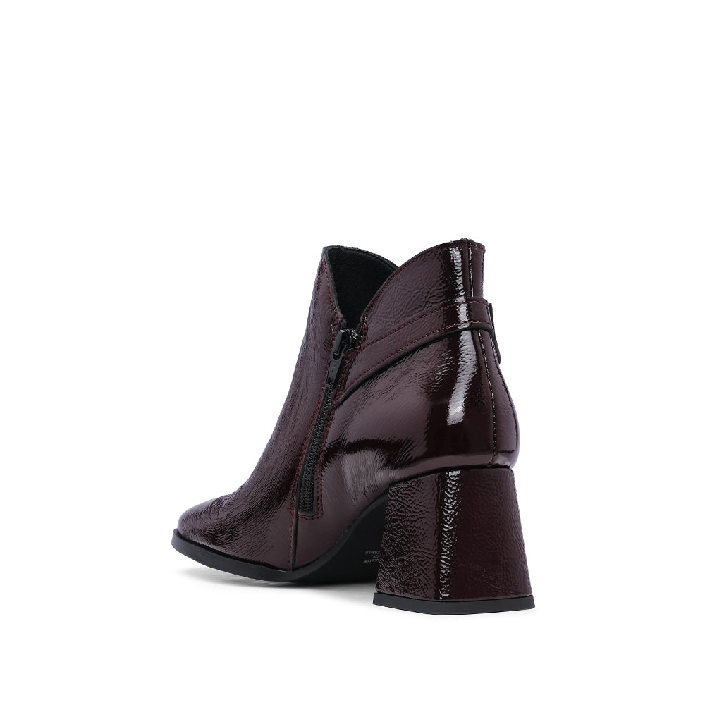 Botim Salto Alto Mulher Verniz Bordeaux