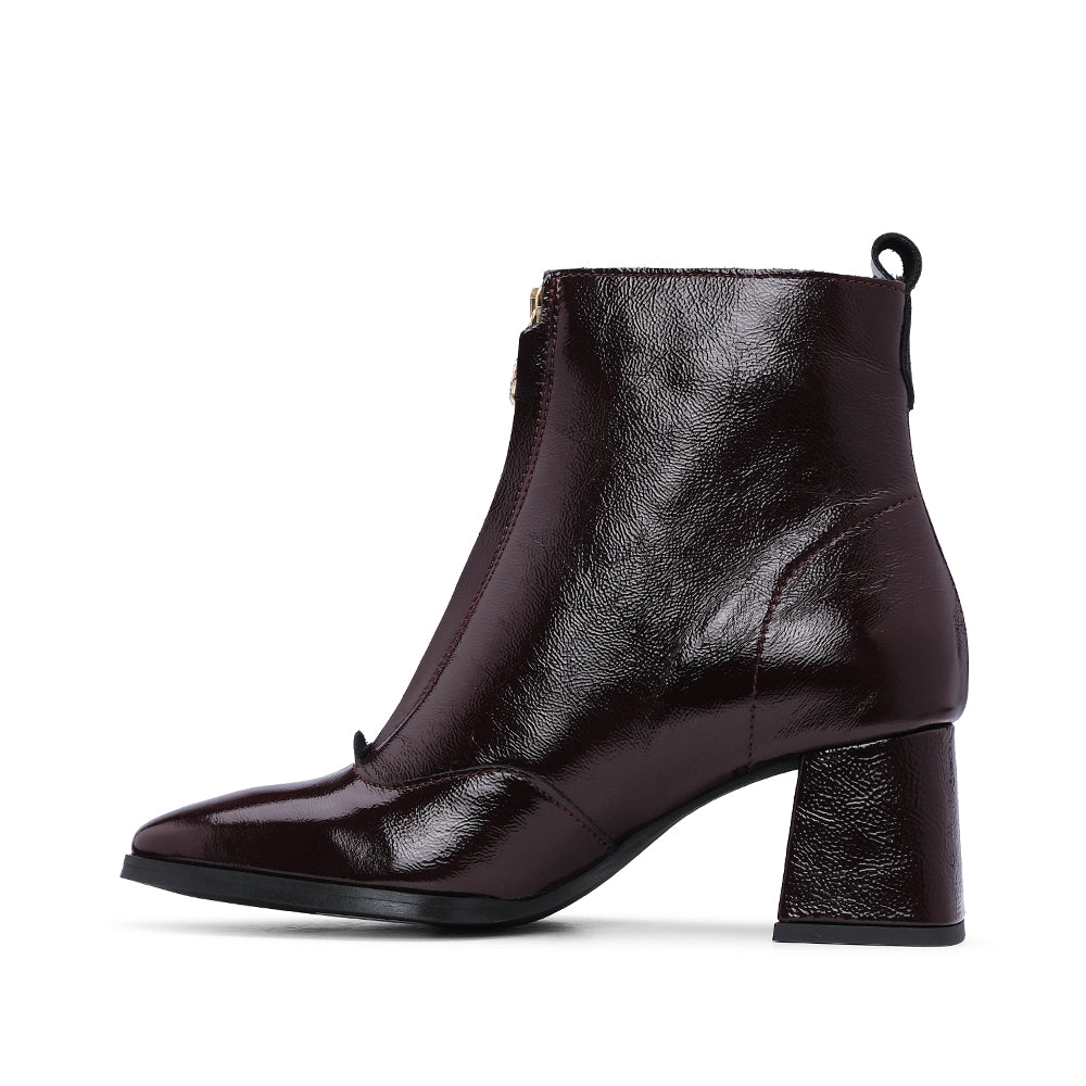 Botim Salto Alto Mulher Verniz Bordeaux