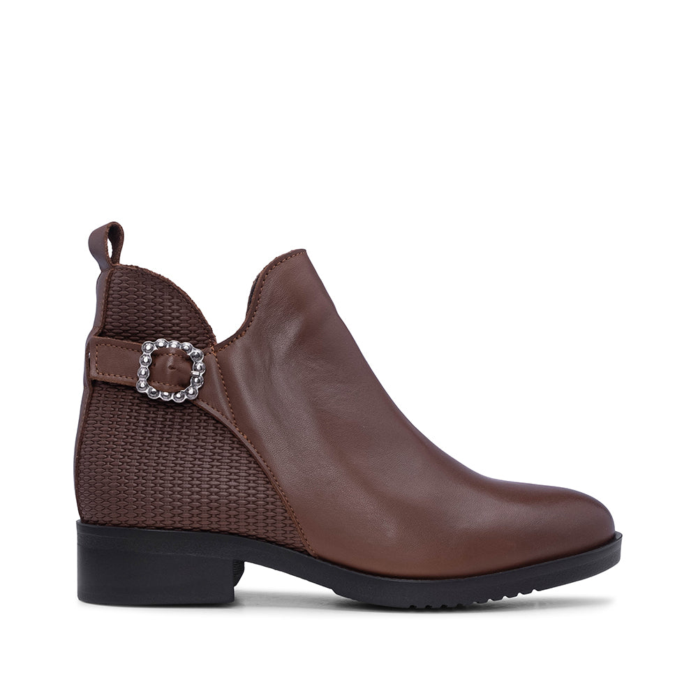Botim Salto Raso Mulher Pele Camel