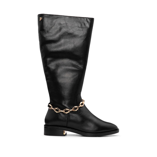 Bota Cano Alto Mulher Pele Preto