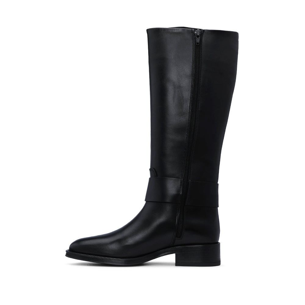 Bota Salto Raso Mulher Pele Preto