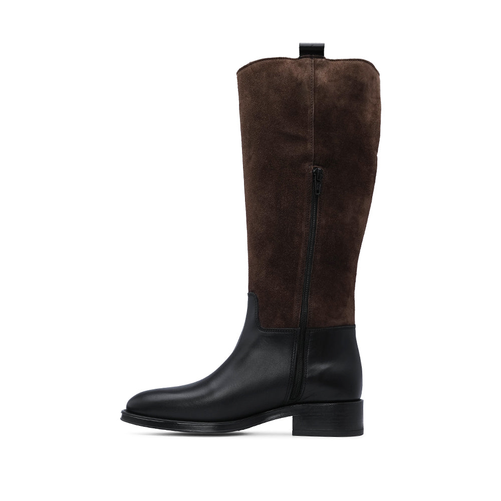 Bota Salto Raso Mulher Pele Preto