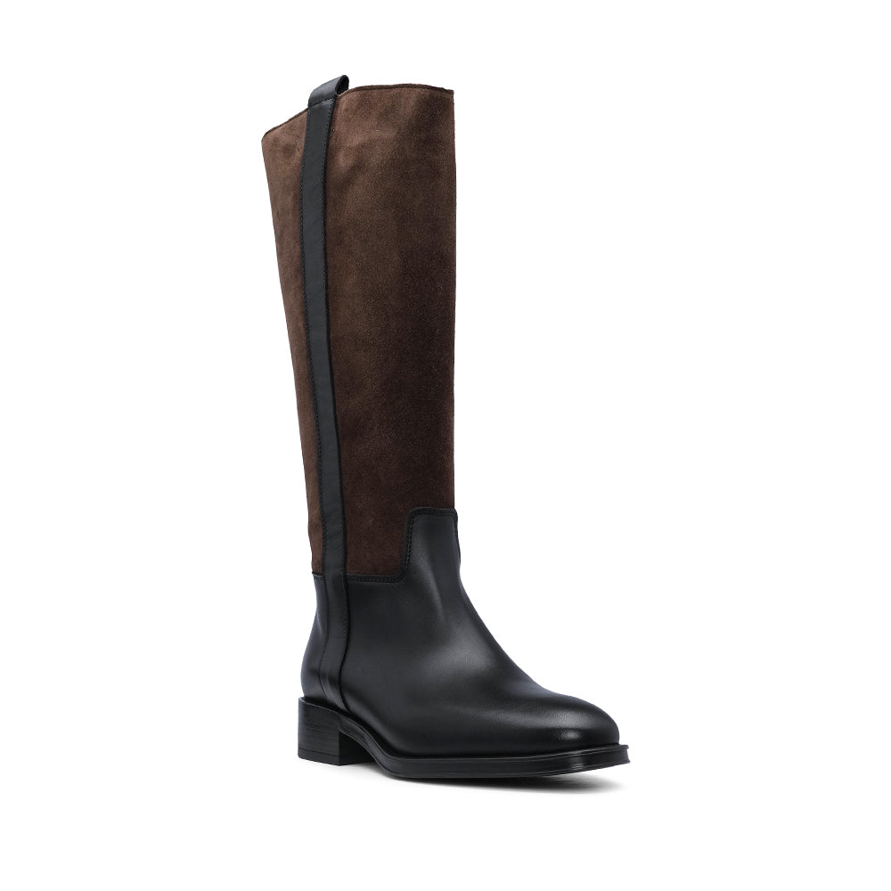 Bota Salto Raso Mulher Pele Preto