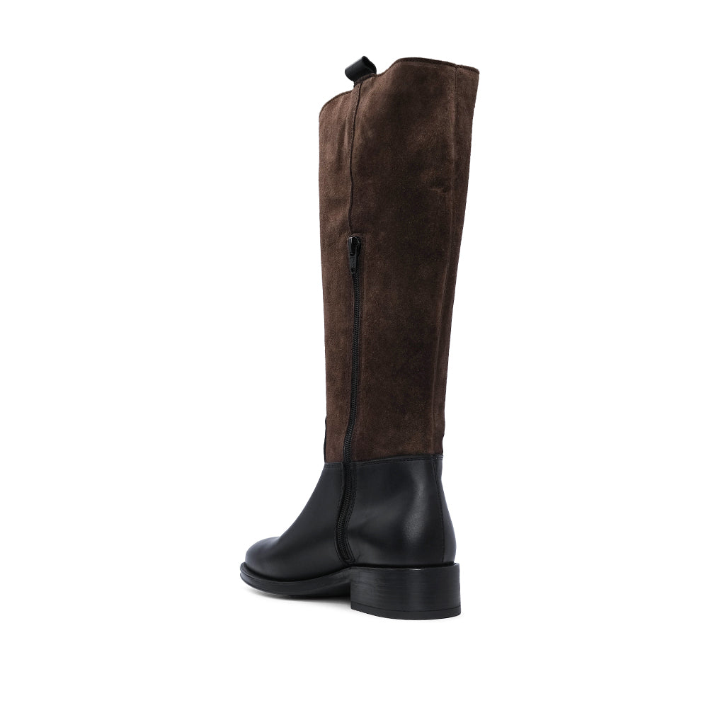 Bota Salto Raso Mulher Pele Preto