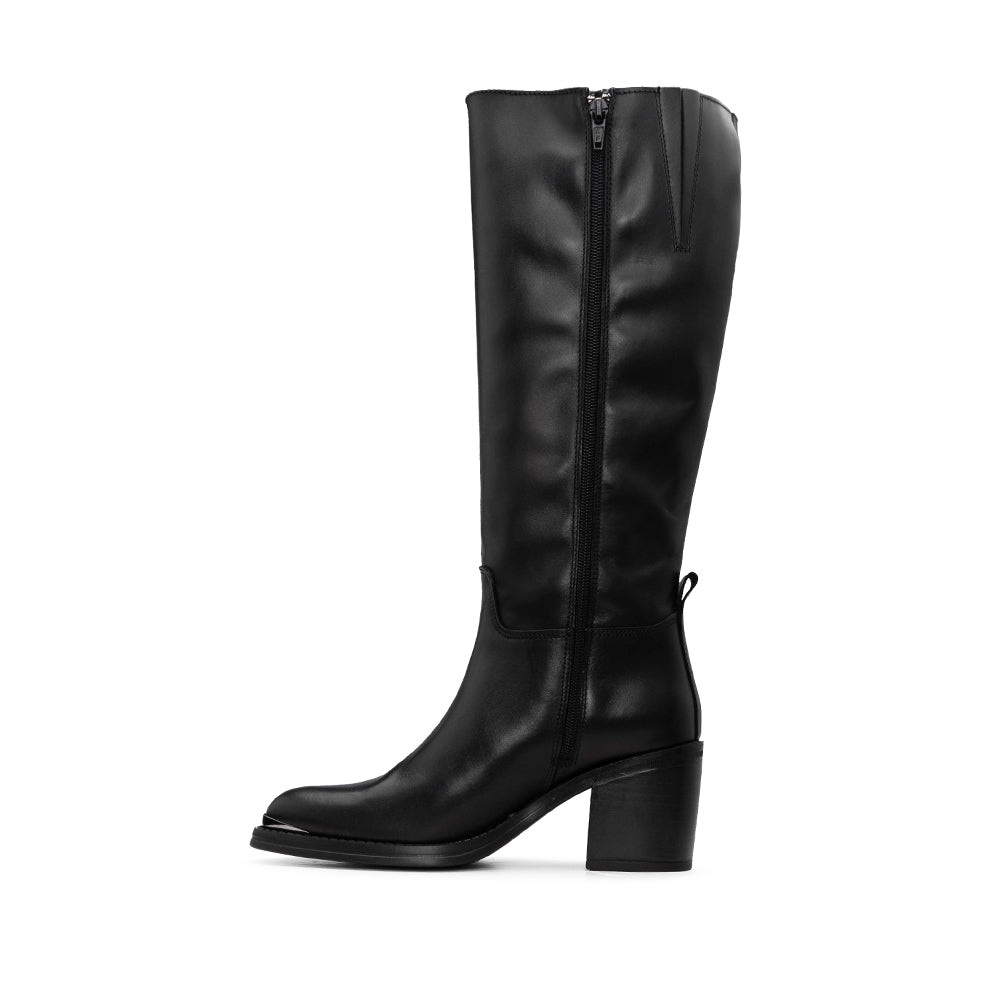 Bota Cano Alto Mulher Pele Preto