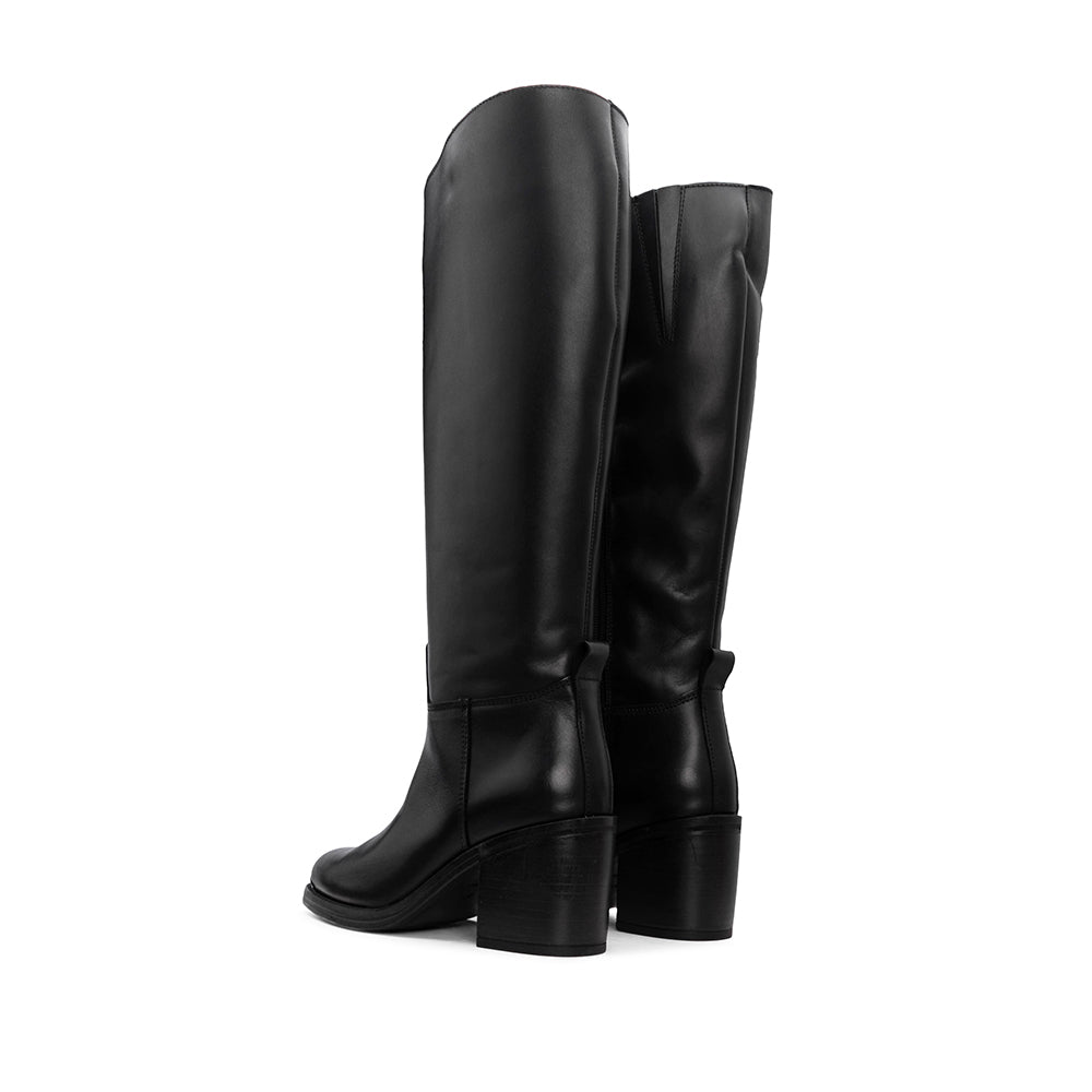 Bota Cano Alto Mulher Pele Preto