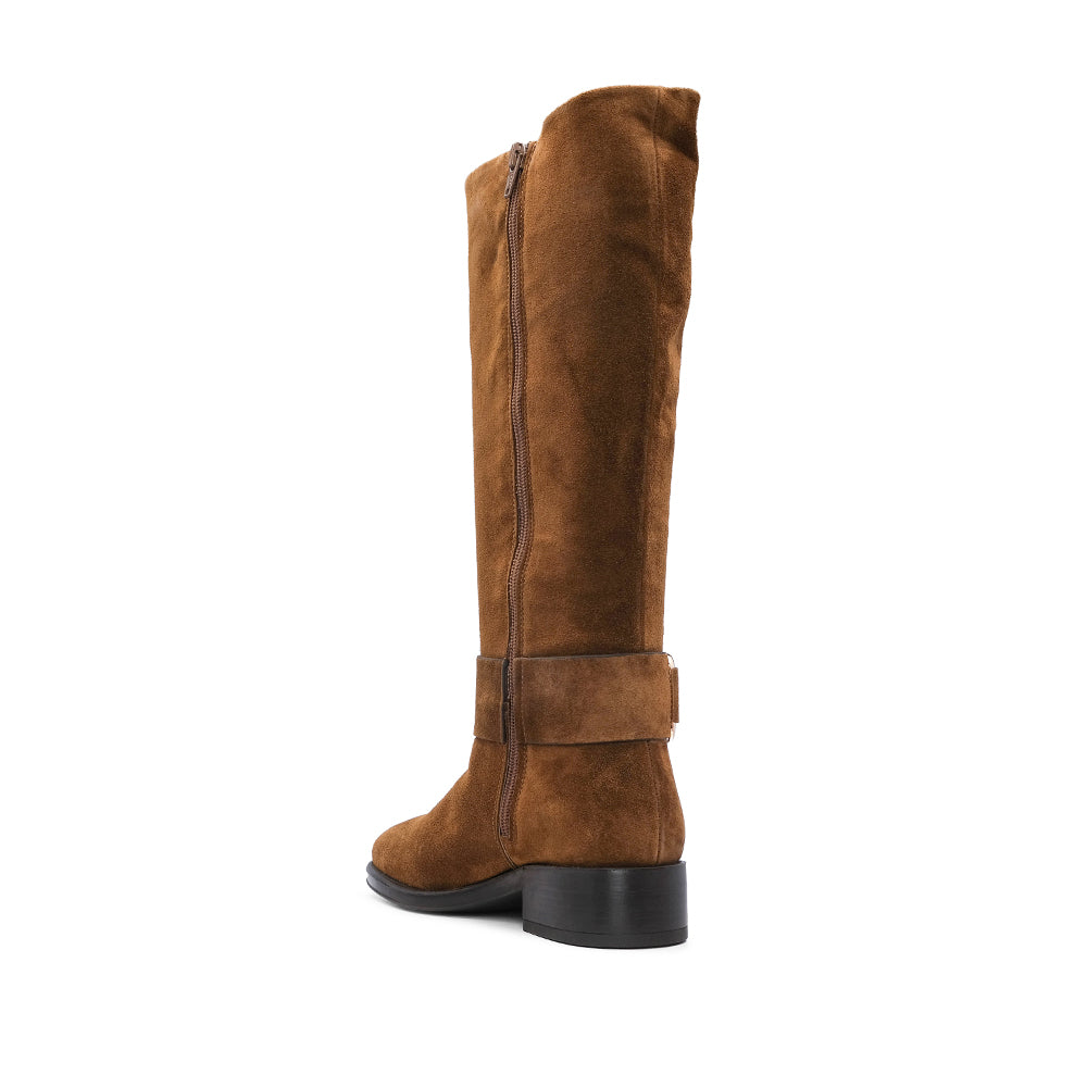 Bota Salto Raso Mulher Camurça Camel