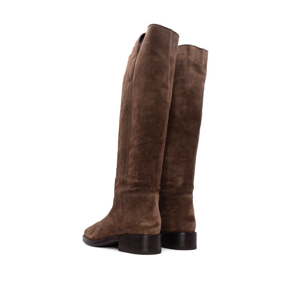 Bota Cano Alto Mulher Camurça Castanho