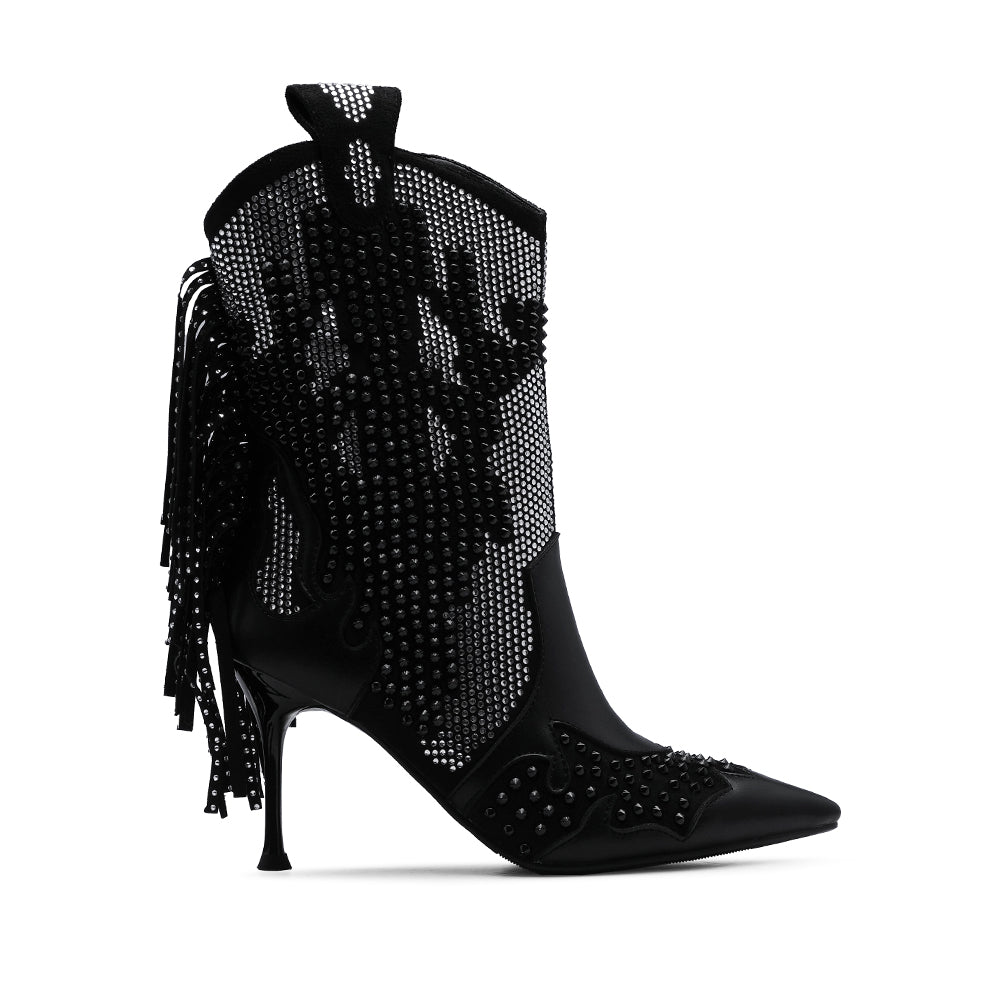 Bota Salto Alto Mulher Pele Preto