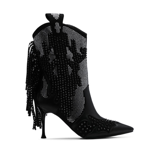 Bota Salto Alto Mulher Pele Preto