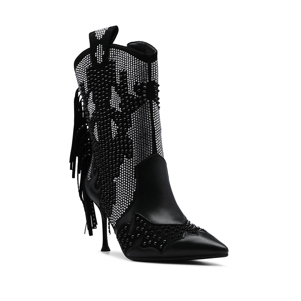 Bota Salto Alto Mulher Pele Preto