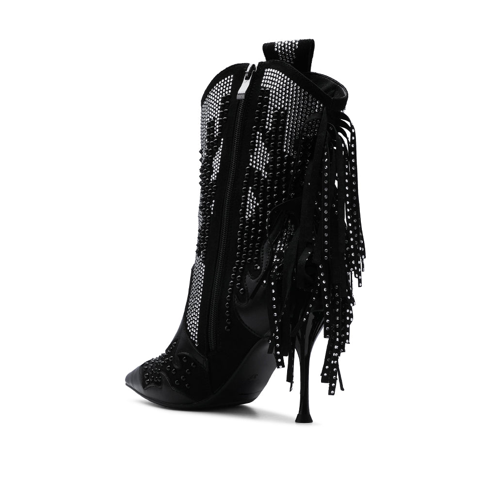 Bota Salto Alto Mulher Pele Preto