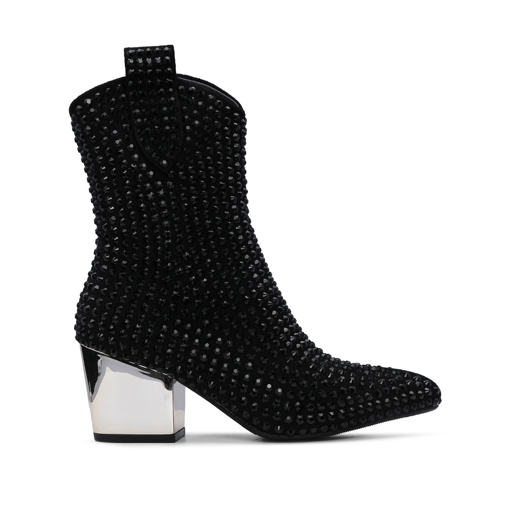 Bota Salto Médio Mulher Fantasia Preto
