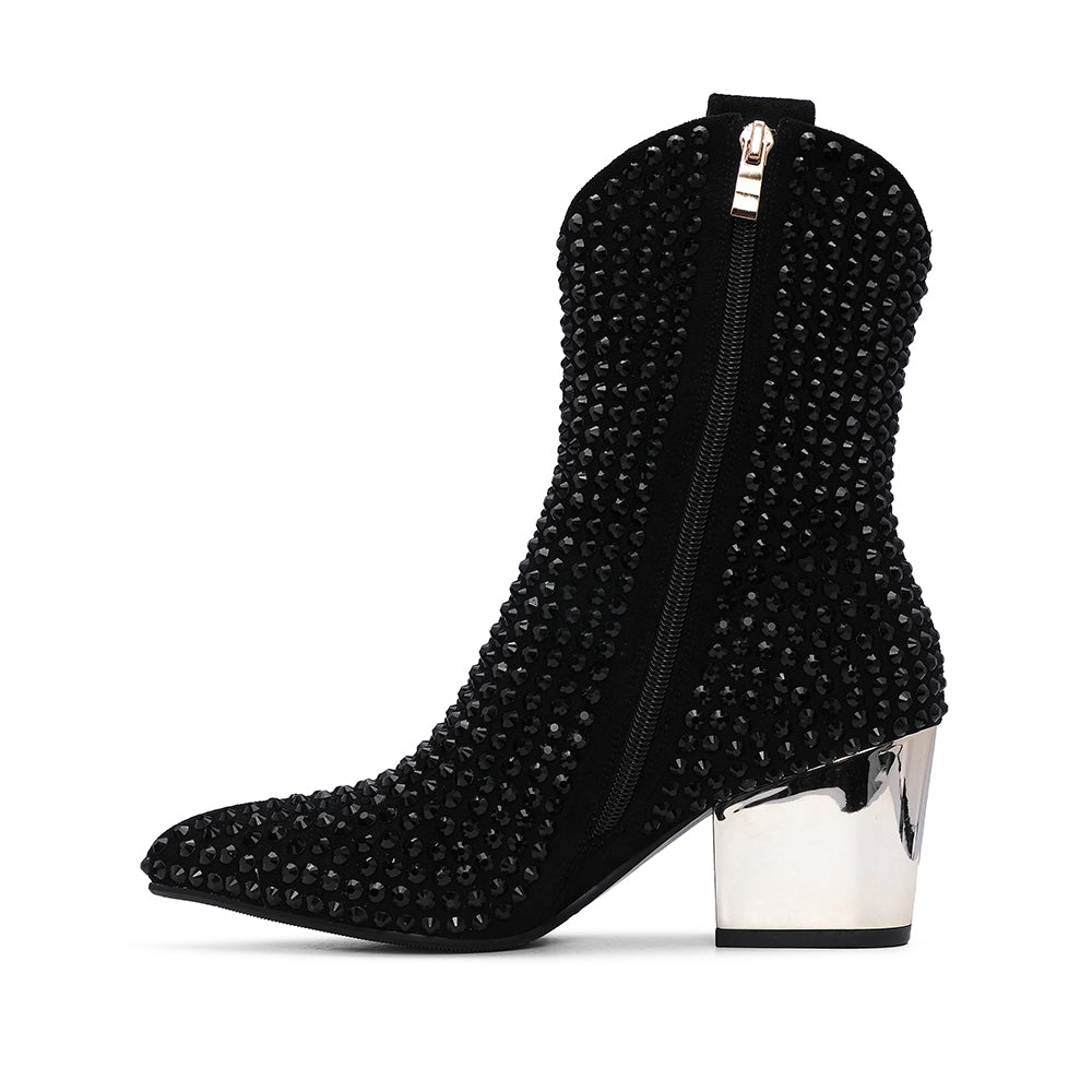 Bota Salto Médio Mulher Fantasia Preto