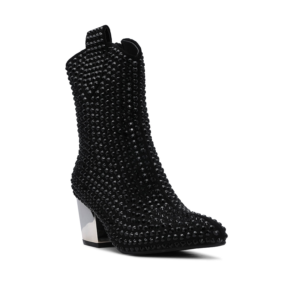 Bota Salto Médio Mulher Fantasia Preto