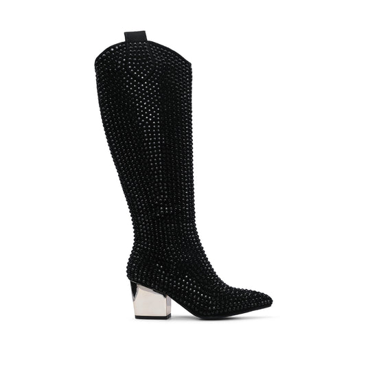 Bota Salto Médio Mulher Fantasia Preto