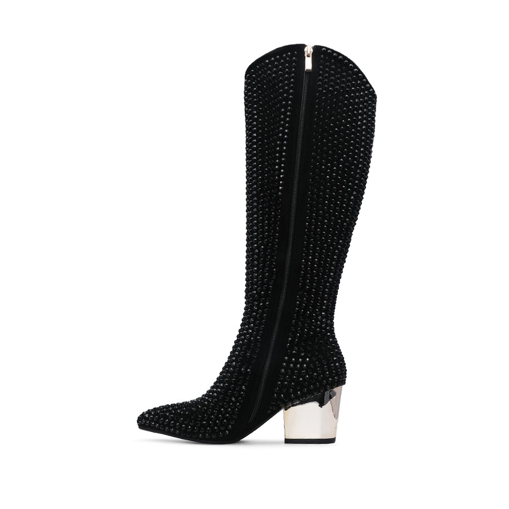 Bota Salto Médio Mulher Fantasia Preto