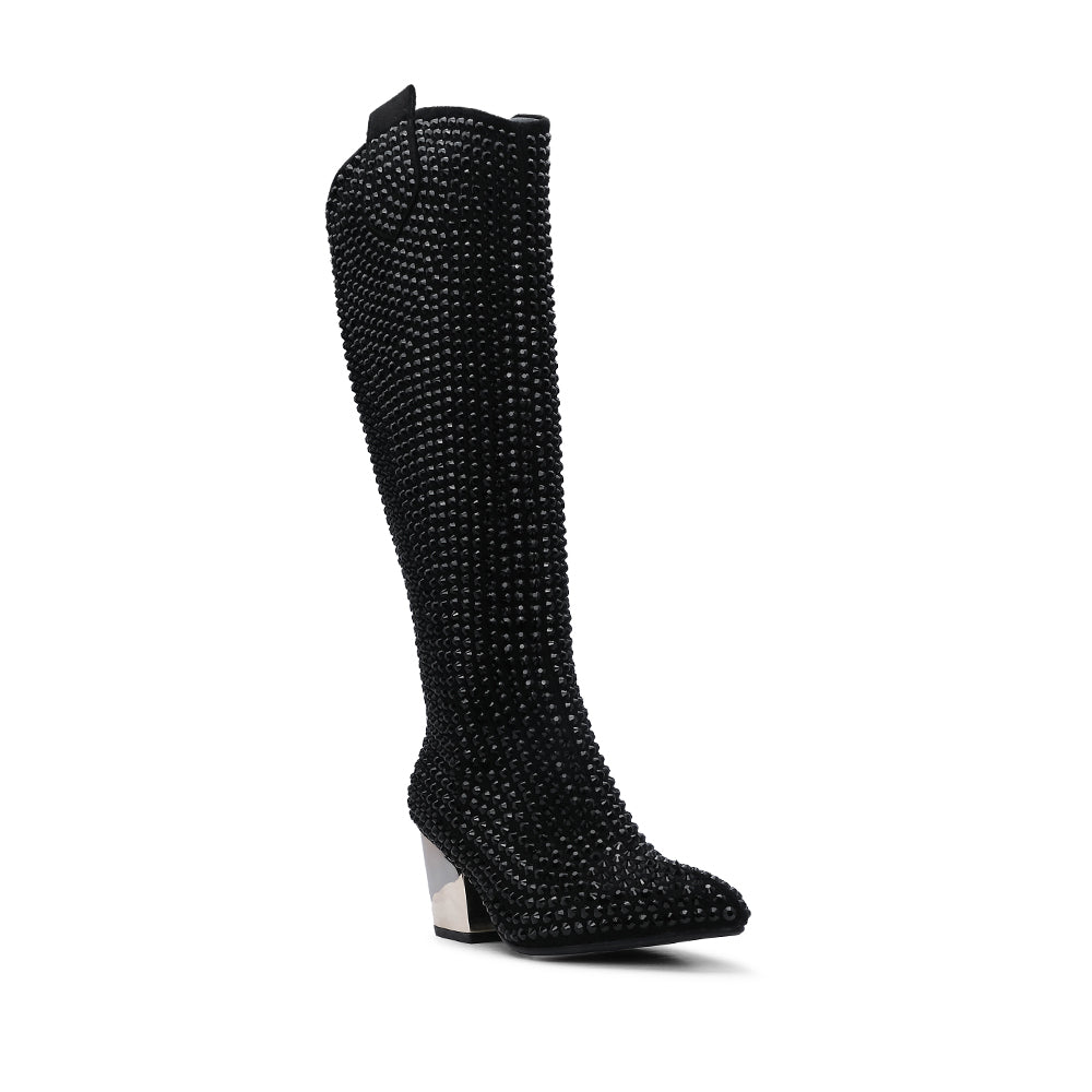 Bota Salto Médio Mulher Fantasia Preto