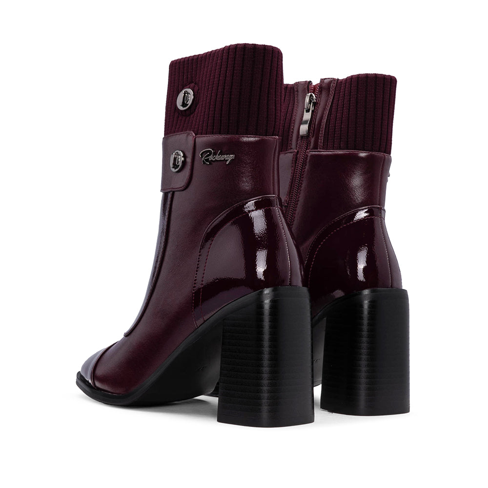 Botim Salto Alto Mulher Verniz Bordeaux