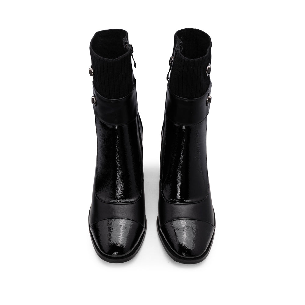 Botim Salto Alto Mulher Verniz Preto