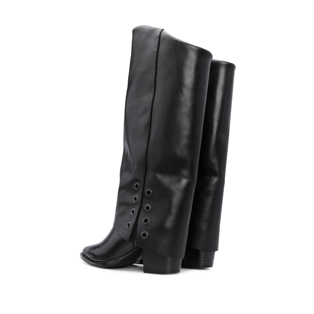 Bota Polaina Mulher Pele Preto