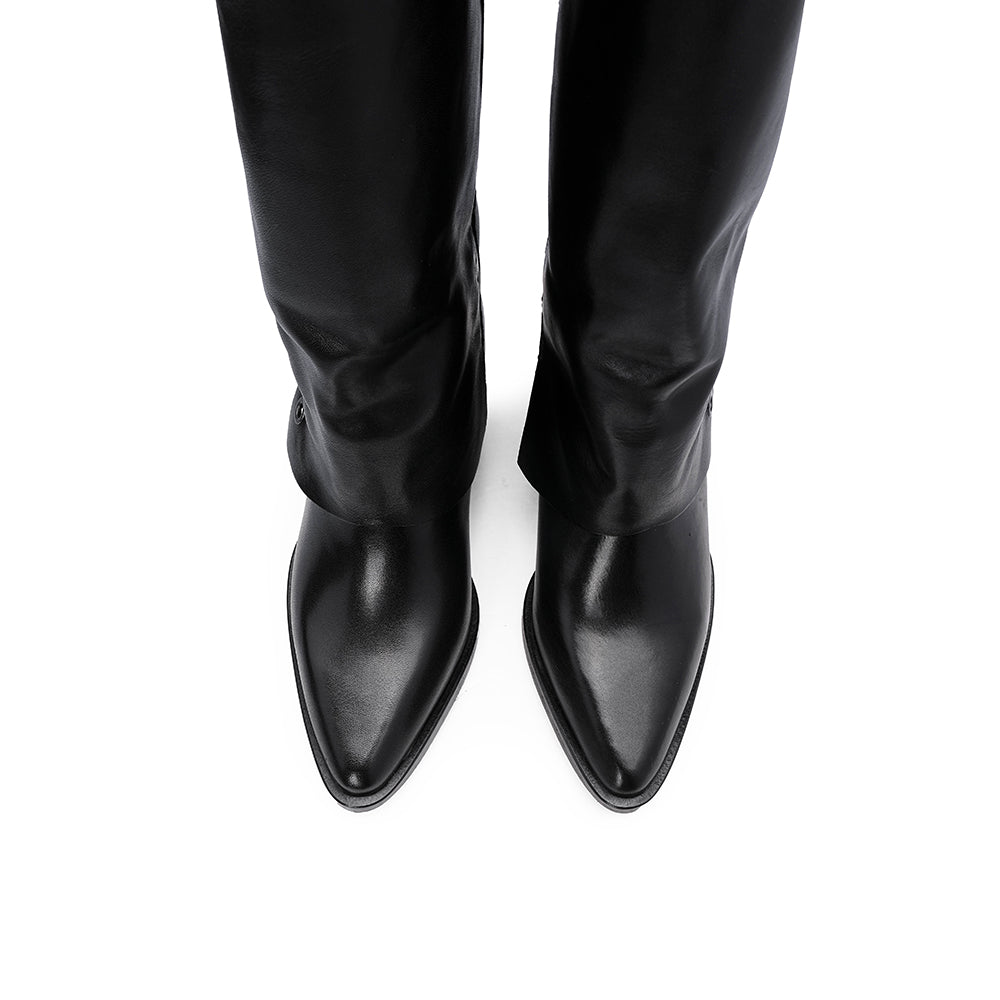 Bota Polaina Mulher Pele Preto