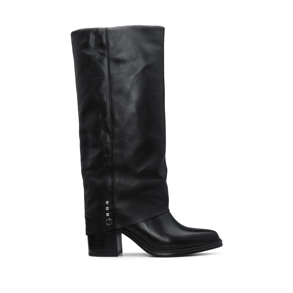 Bota Salto Médio Mulher Pele Preto