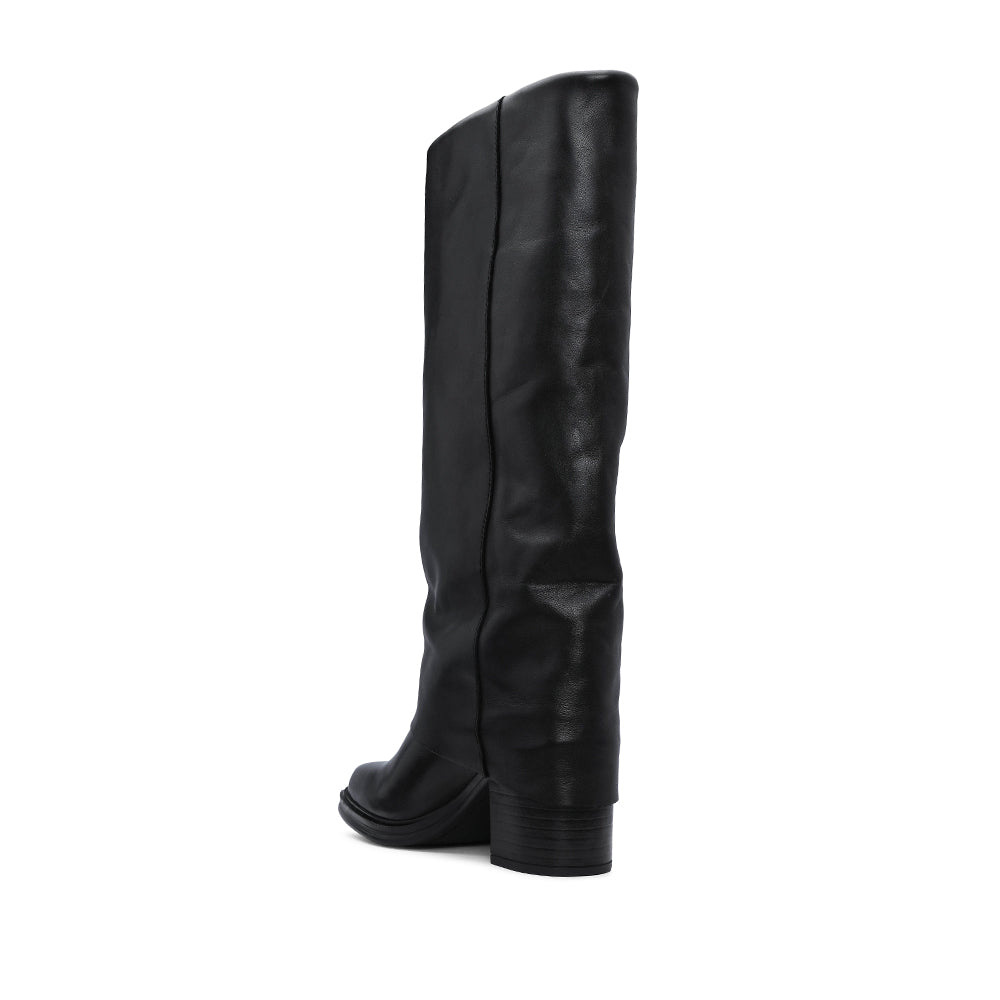 Bota Salto Médio Mulher Pele Preto