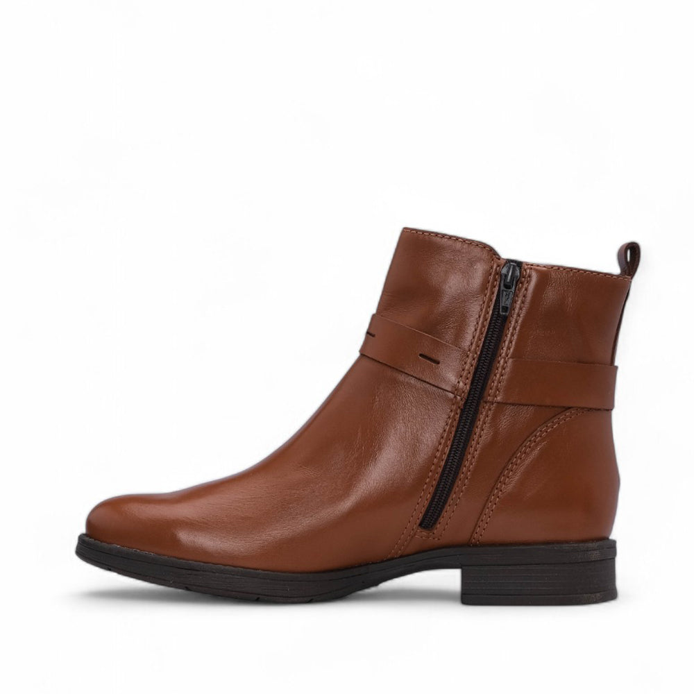 Botim Salto Raso Mulher Pele Cognac