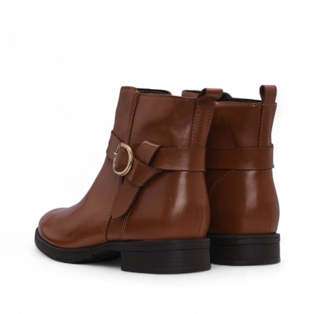 Botim Salto Raso Mulher Pele Cognac