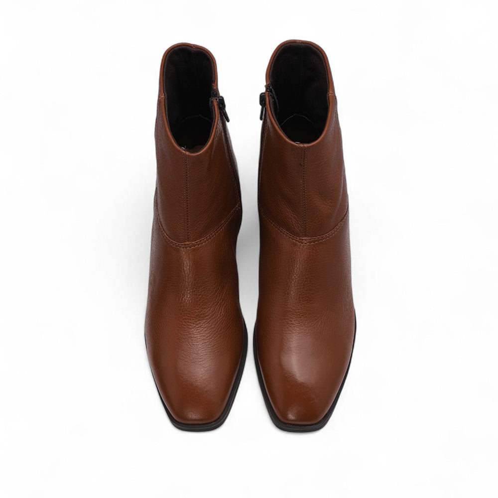 Bota Salto Médio Mulher Pele Cognac